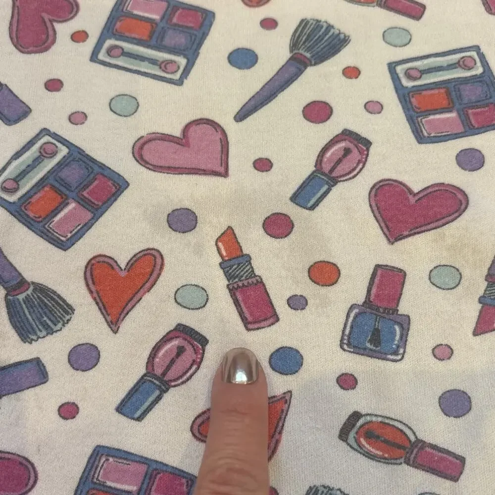 Sara's Prints white makeup print short sleeve ruffle‎ bottom sleep dress SIZE 8 - Picture 4 of 5